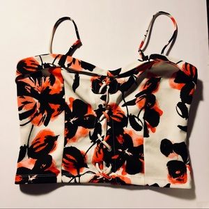 Chloe & Katie floral corset style crop top size M